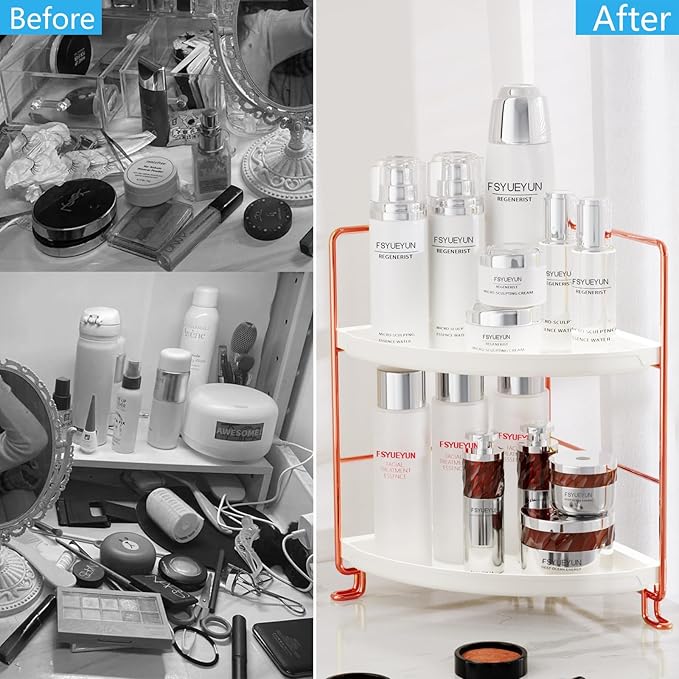 FSyueyun 2-Tier Corner Bathroom Counter Organizer, Tool-Less Installation - Image 6