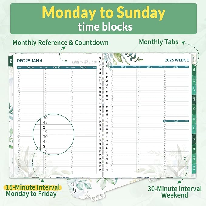 SUNEE 2026 Appointment Book, Quarter-Hourly, Weekly & Monthly - Image 2