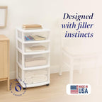 HOMZ Drawer Tower, 4-Tier Clear Plastic Storage Organizer Cart, and Classroom - Image 4