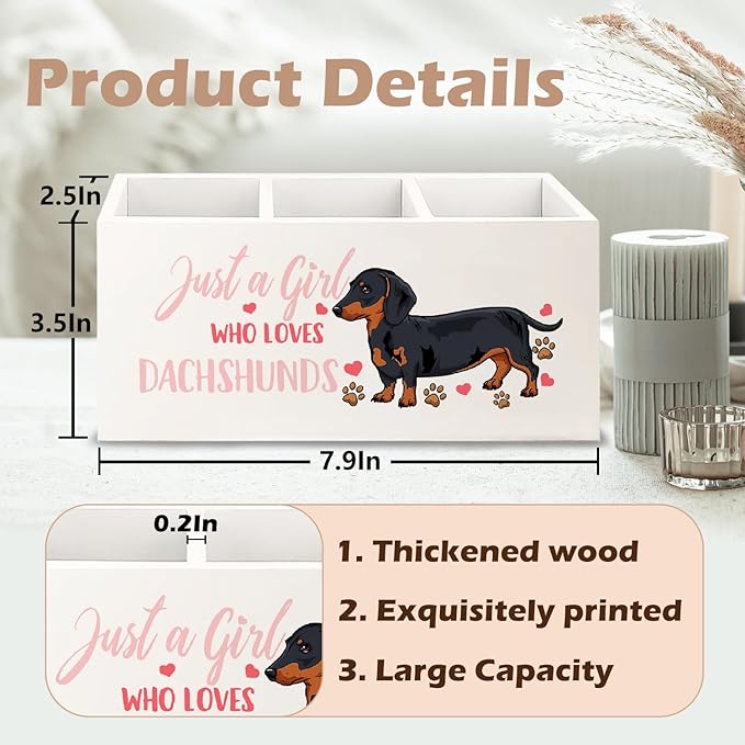 URLLUAE Dachshund Lover Gifts for Women Girls Wooden Pen Pencil Holder for - Image 6