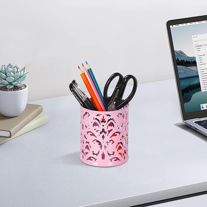 EasyPAG Pink Pen Holder for Desk, 2 Pack Round Pen Organizer, Brush Holder for - Image 5
