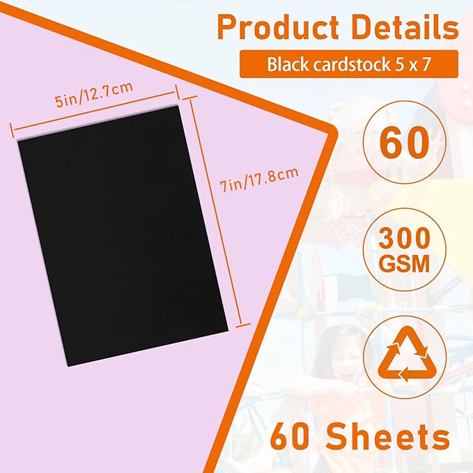 Guakicae 60 Sheets Black Cardstock 5 x 7 Heavyweight Paper, 300gsm/110lb - Image 2