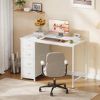 Somdot Small Computer Desk with 4 Drawers for Bedroom, Home Office Desk | 39 Inch Simple Writing Desk,Study Table with Storage Drawers for Home Office, Study, Living Room and Small Spaces, White