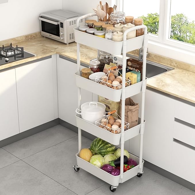 Sywhitta 4-Tier Plastic Rolling Utility Cart - Image 5