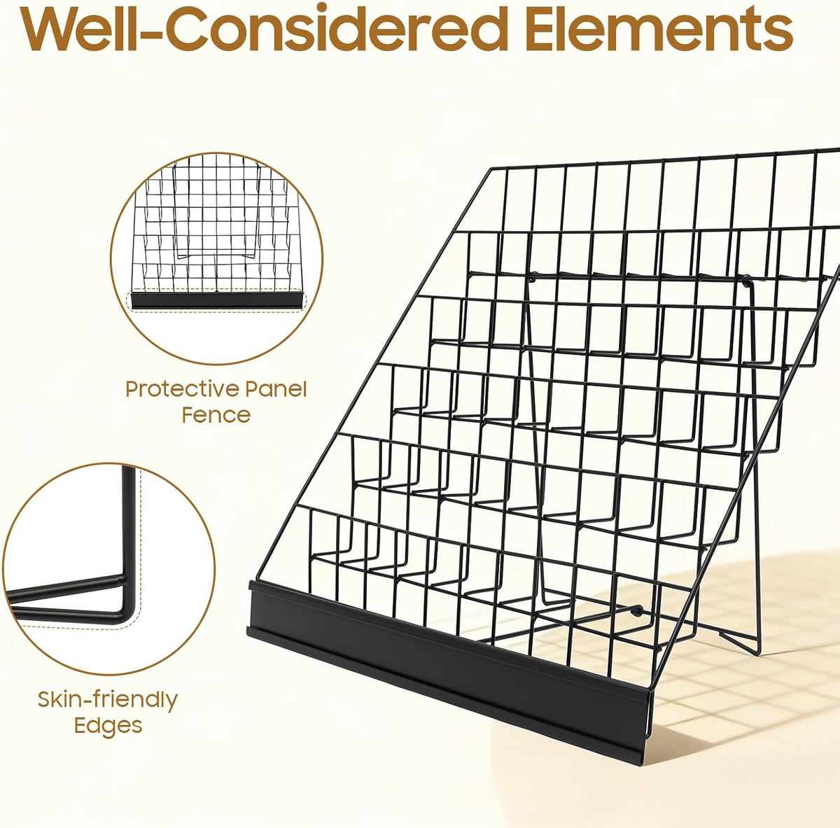 6 Tier Wire Book Display Rack Shelf, Black Book Signing Rack Tabletop Magazin...