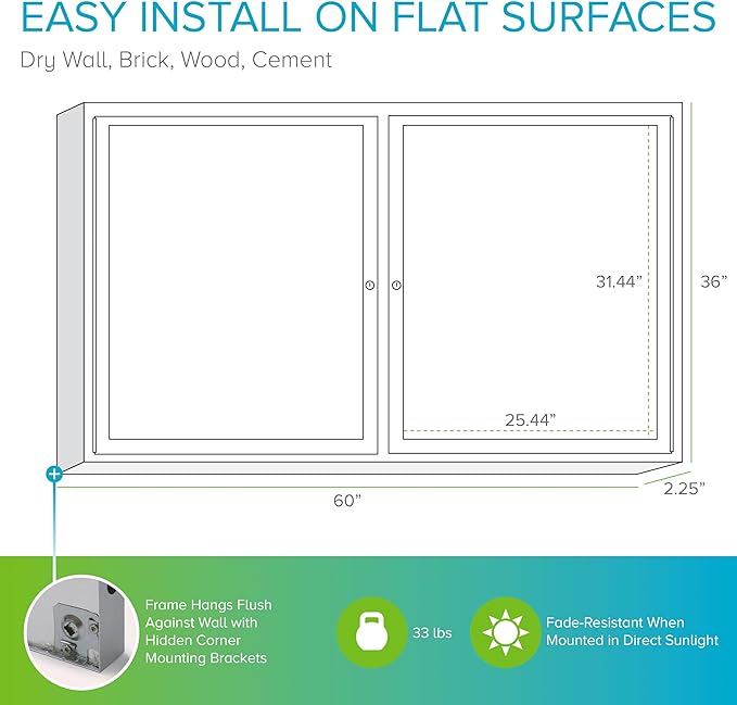 Ghent 36"x60" 2-Door indoor Enclosed Recycled Rubber Bulletin Board, Shatter - Image 4