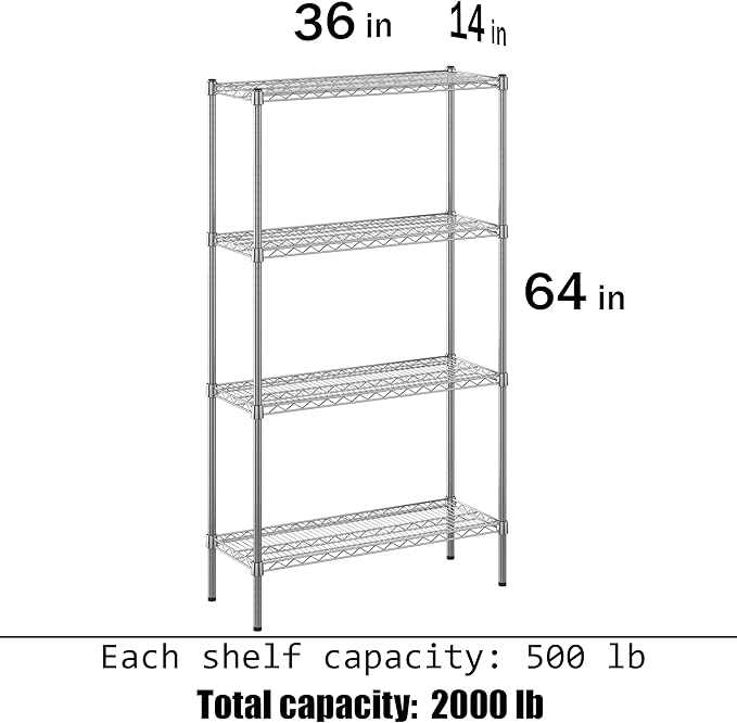 Regal Altair 14" Deep x 36" Wide x 64" Height Wire Shelving Kit | 4-Tier | NSF - Image 3