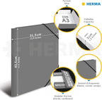 HERMA 19231 Sammelmappe DIN A3 Impressions Stifte, stabile Pappe, Ordnungsmappe mit farbig bedruckten Innenklappen und Gummizug, Zeichenmappe für Kinder, Mädchen und Jungen