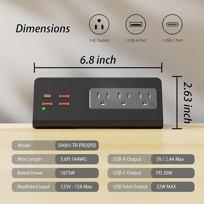 Upgraded, Desk Edge Clamp Mount Power Strips - Image 6