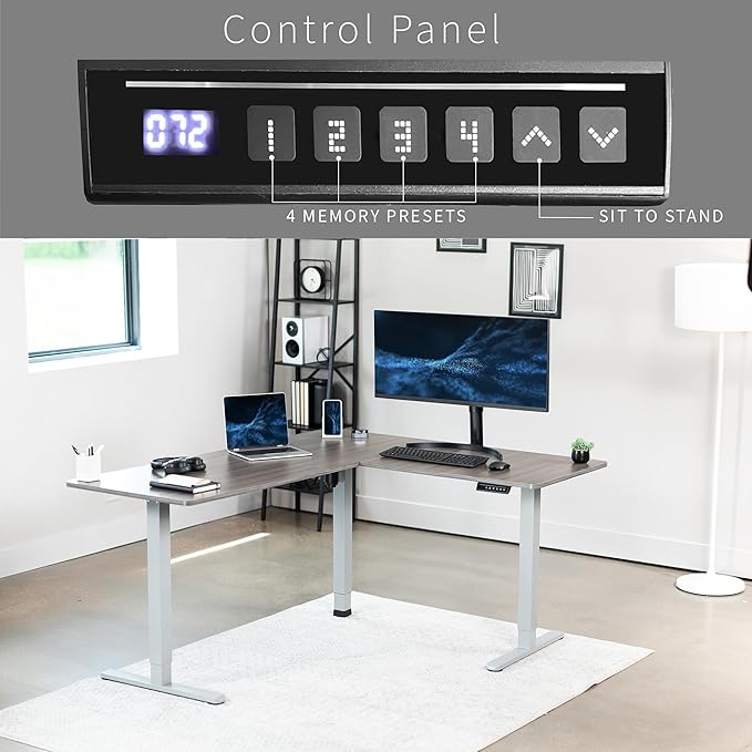 VIVO Electric Corner 63 x 55 inch L-Shaped Standing Desk, Memory Height - Image 5
