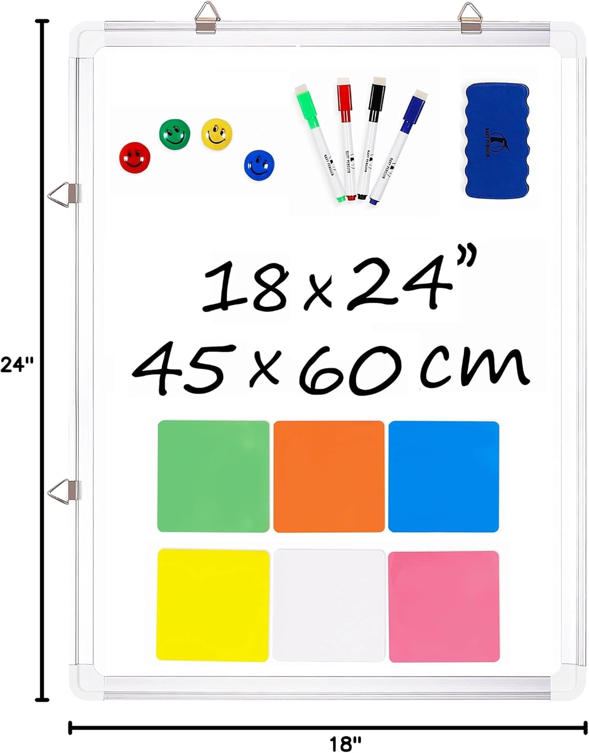 Whiteboard Set, 24x18 in White Board Dry Erase for Wall with Magnetic Notes