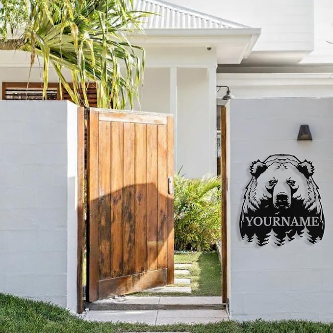 Custom Bear Metal Sign, Custom Bear Metal Wall Art Decor, Personalized Last - Image 2