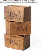 LBEMEY Mail Holder Storage Organizer Box, Acacia Wood Mail Organizer Countertop - Image 6
