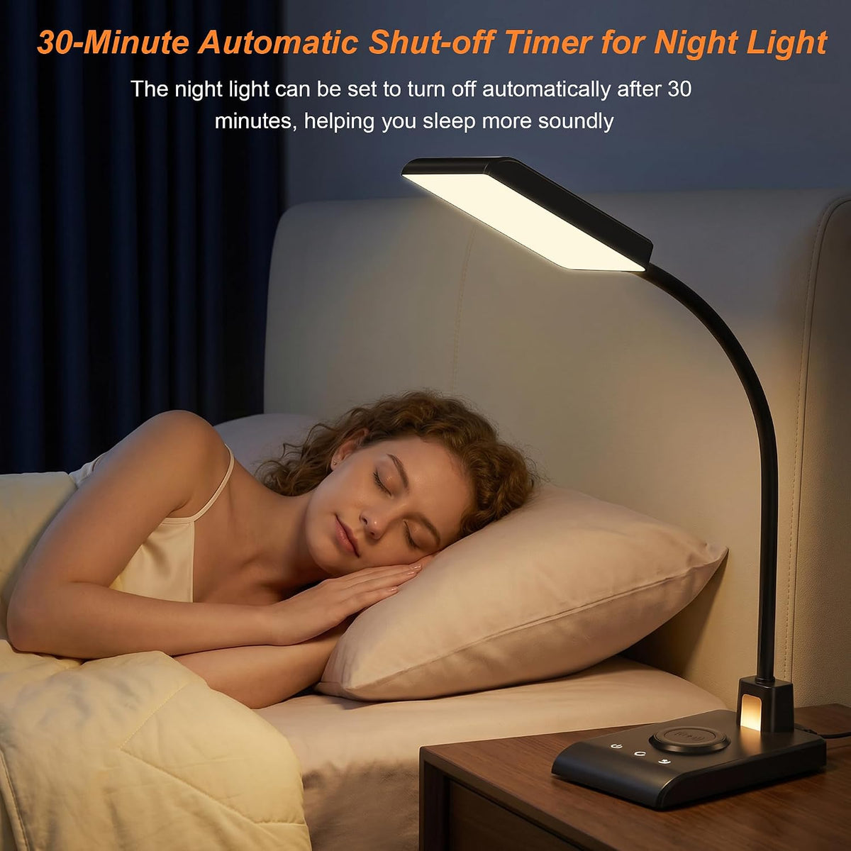 desk lamp with wireless charger, desk lamps for showing dimensions