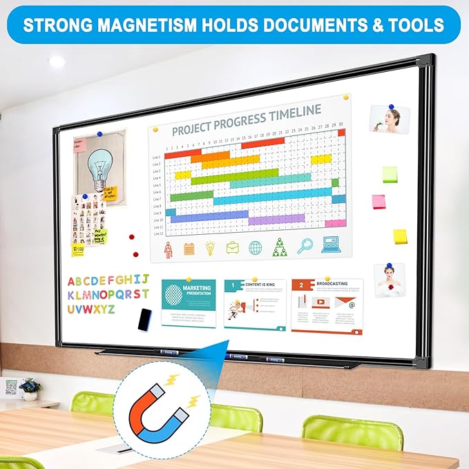 H-Qprobd 60"x40" White Board for Wall Large Magnetic Dry Erase Board - Image 4
