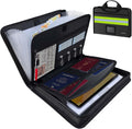 Fireproof Accordion Document Bag, Water-Resistant File Organizer, 12 Pockets 2200F, with Reflective Strip, Fire Safe Storage for A4 Letter and Other Sizes Important Documents - Black