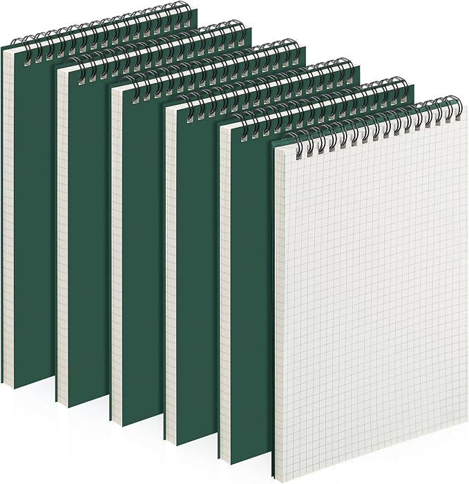 Engrowtic 6 Pack Graph Paper Spiral Notepad A5 Top Wirebound Notepad Grid by Engrowtic