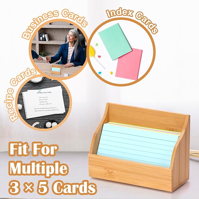 SHIQIKEJIPTY 2 Pack Index Card Holder 3X5 Inch Wood Index Card Box - Image 7