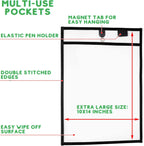 Magnetic Dry Erase Pockets by Two Point (30-Pack) - Portrait - Black Dry Erase Pocket Sleeves, Job Shop Ticket Holders, Clear Paper Sleeves Protector, Magnetic Pouch