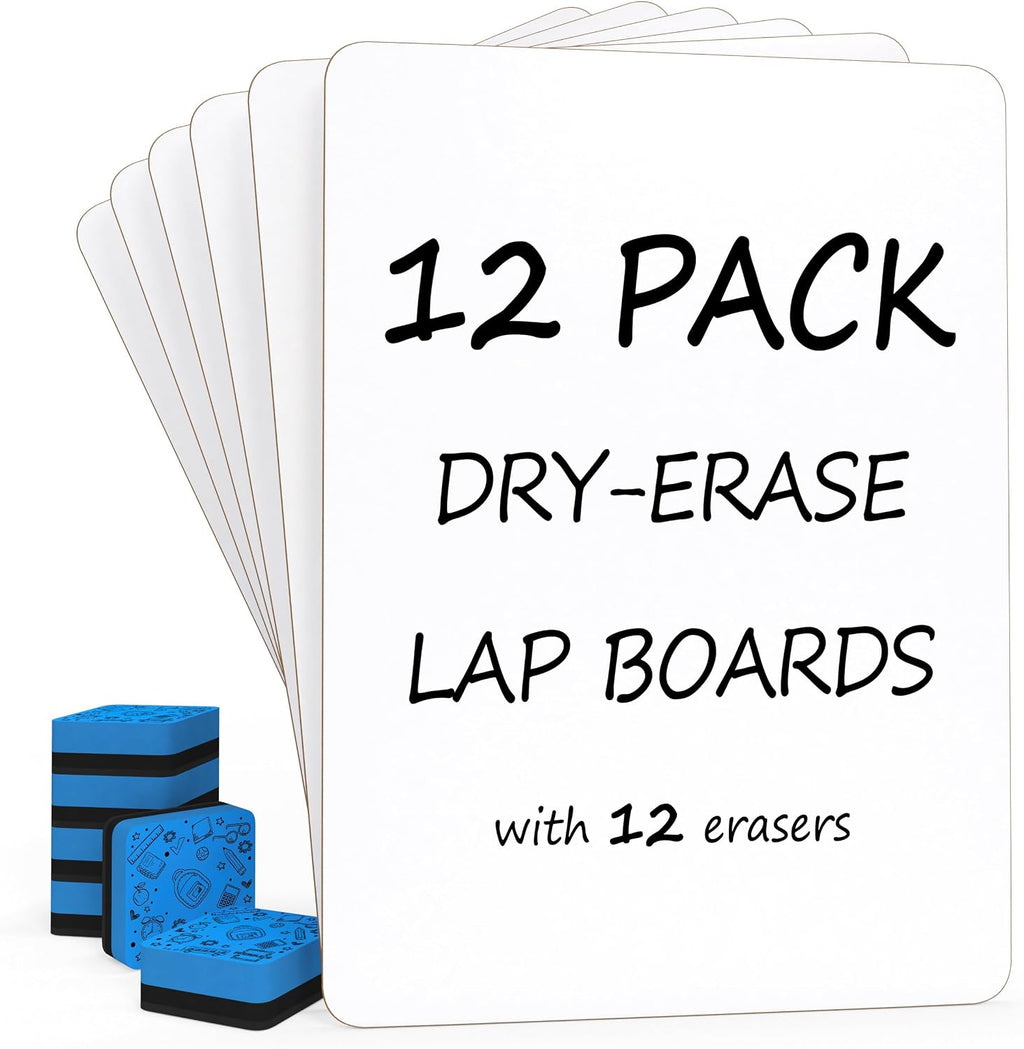 Set of 12 Small White Board Dry Erase Boards Classroom Pack Mini White Boards