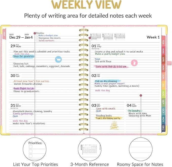 Forvencer 2026 Planner, Hardcover Calendar Planner Weekly and Monthly, Jan 2026 - Image 3