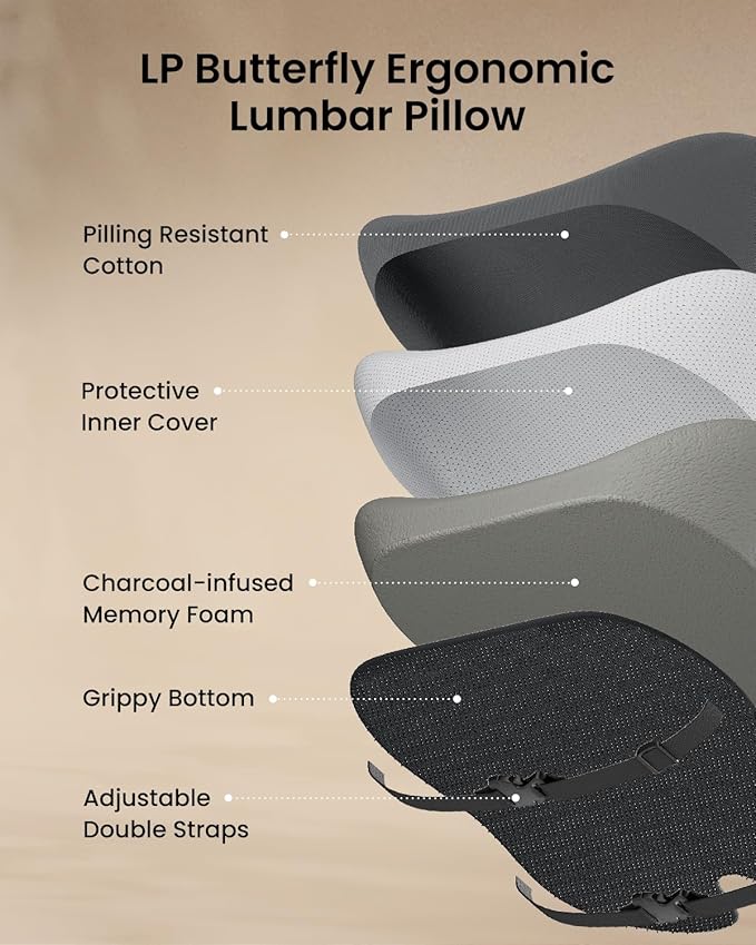 ProtoArc Lumbar Support Pillow for Office Chair, Memory Foam Back Support - Image 6