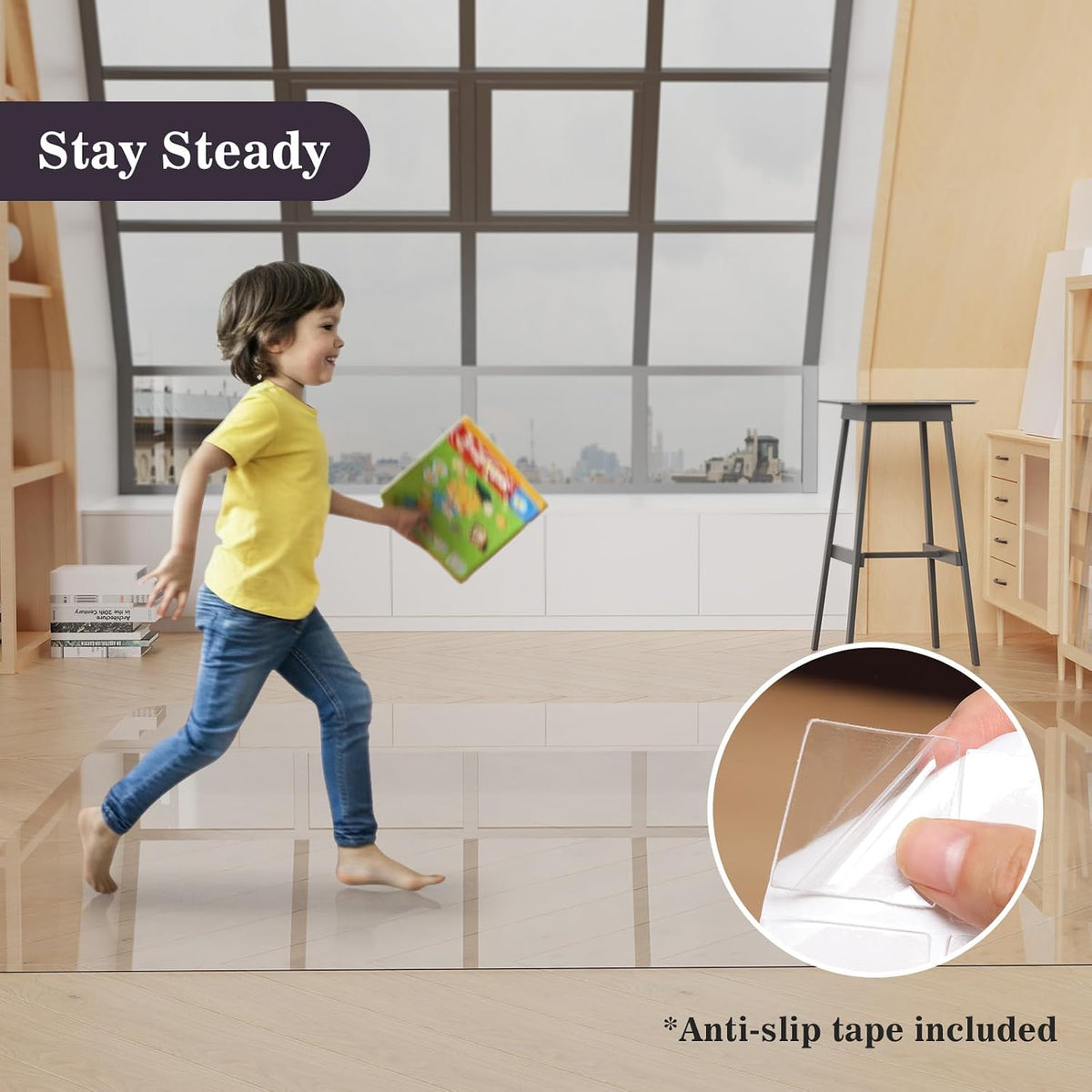 6'×9' No Spill Floor Mat, Easy Care Plastic Area Rug Protector Cover