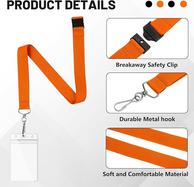 12-Pack Orange Breakaway Lanyards - Image 6