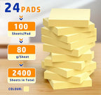 Yellow Sticky Notes Mini, 2 x 2in Small Sticky Notes, 24 Pack Notes Pads Memo - Image 2