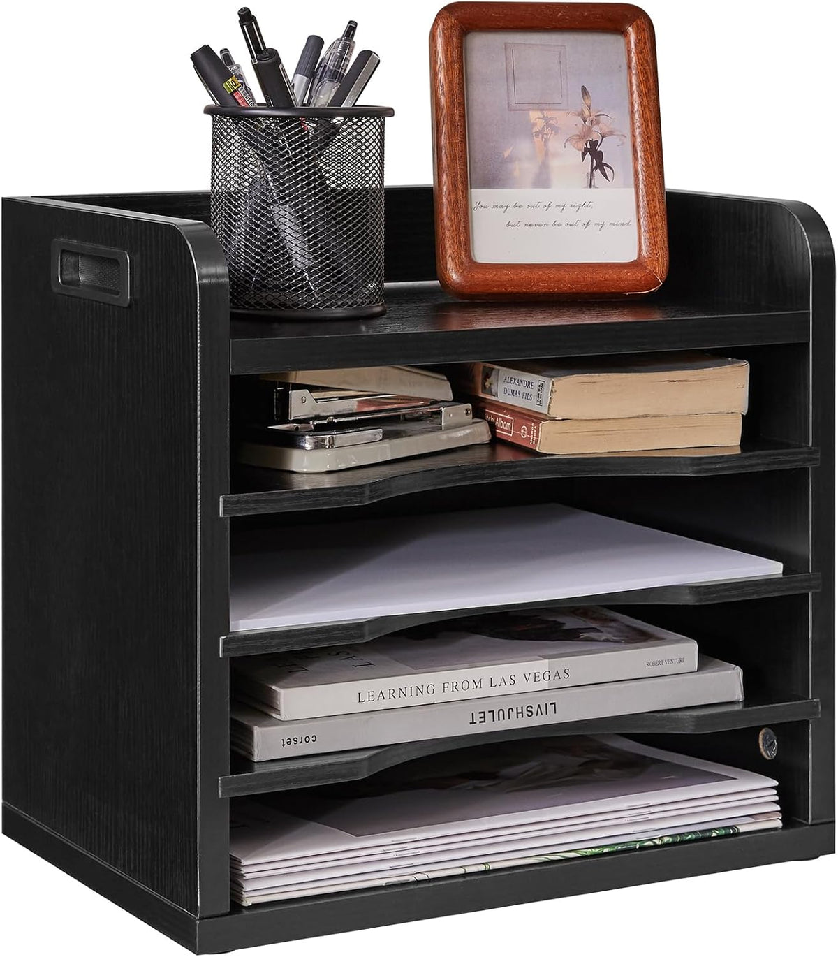 YMYNY Desktop File Organizer with Handle, Document Letter Mail Tray Sorter wi...
