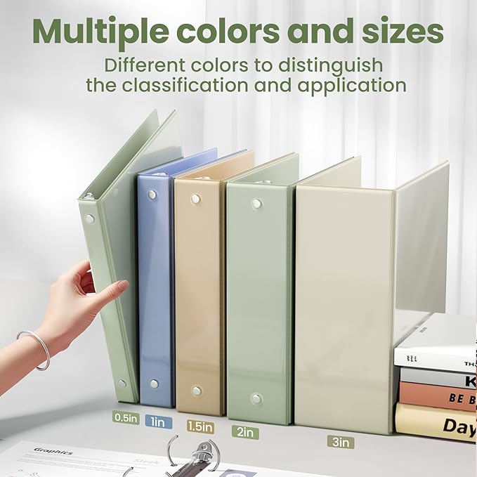SUNEE 3 Ring Binder 2 Inch 1 Pack, Sage Green - Image 5