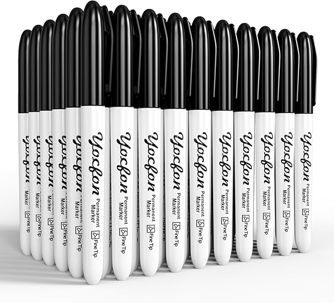 Yocfon Permanent Markers, Fine Tip, Waterproof Markers, Works On Plastic by Unknown