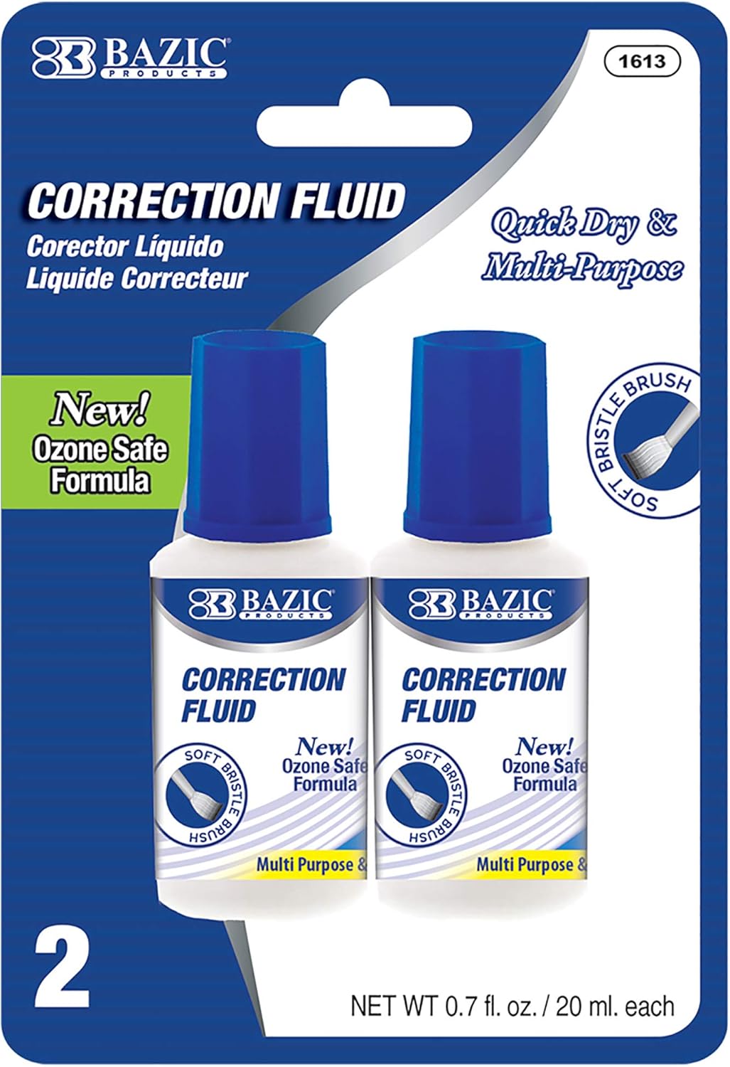 BAZIC Products Correction Fluid, Soft Bristle Brush Applicator, Instant
