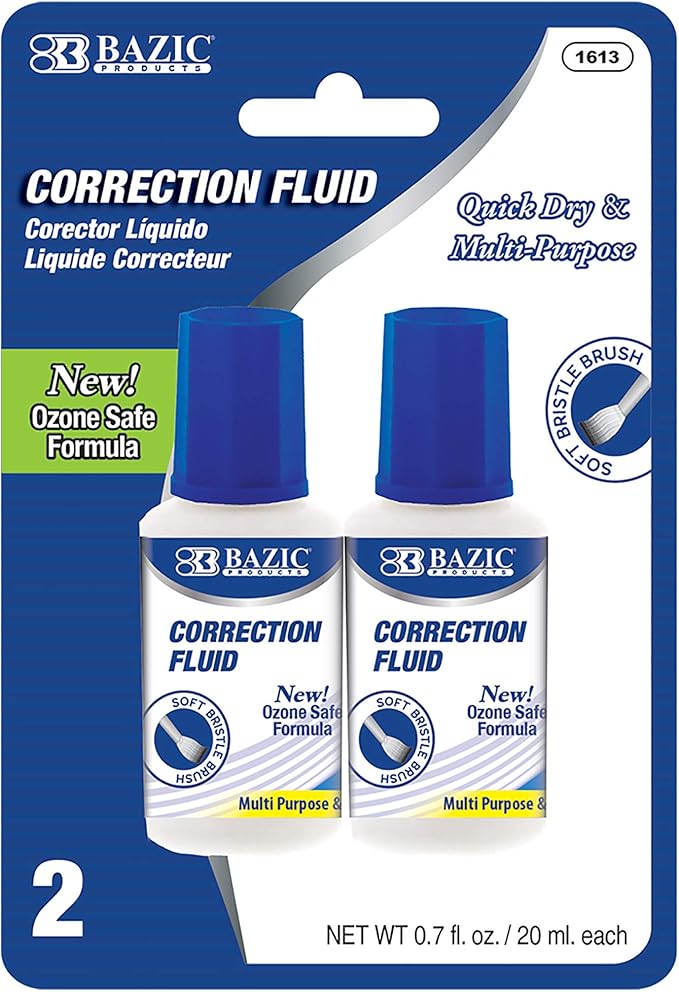 BAZIC Products Correction Fluid, Soft Bristle Brush Applicator, Instant by BAZICProducts