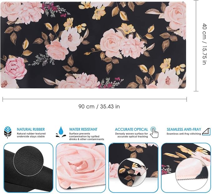 iCasso Extended Gaming Mouse Pad, Large Non-Slip Rubber Base Mousepad - Image 4