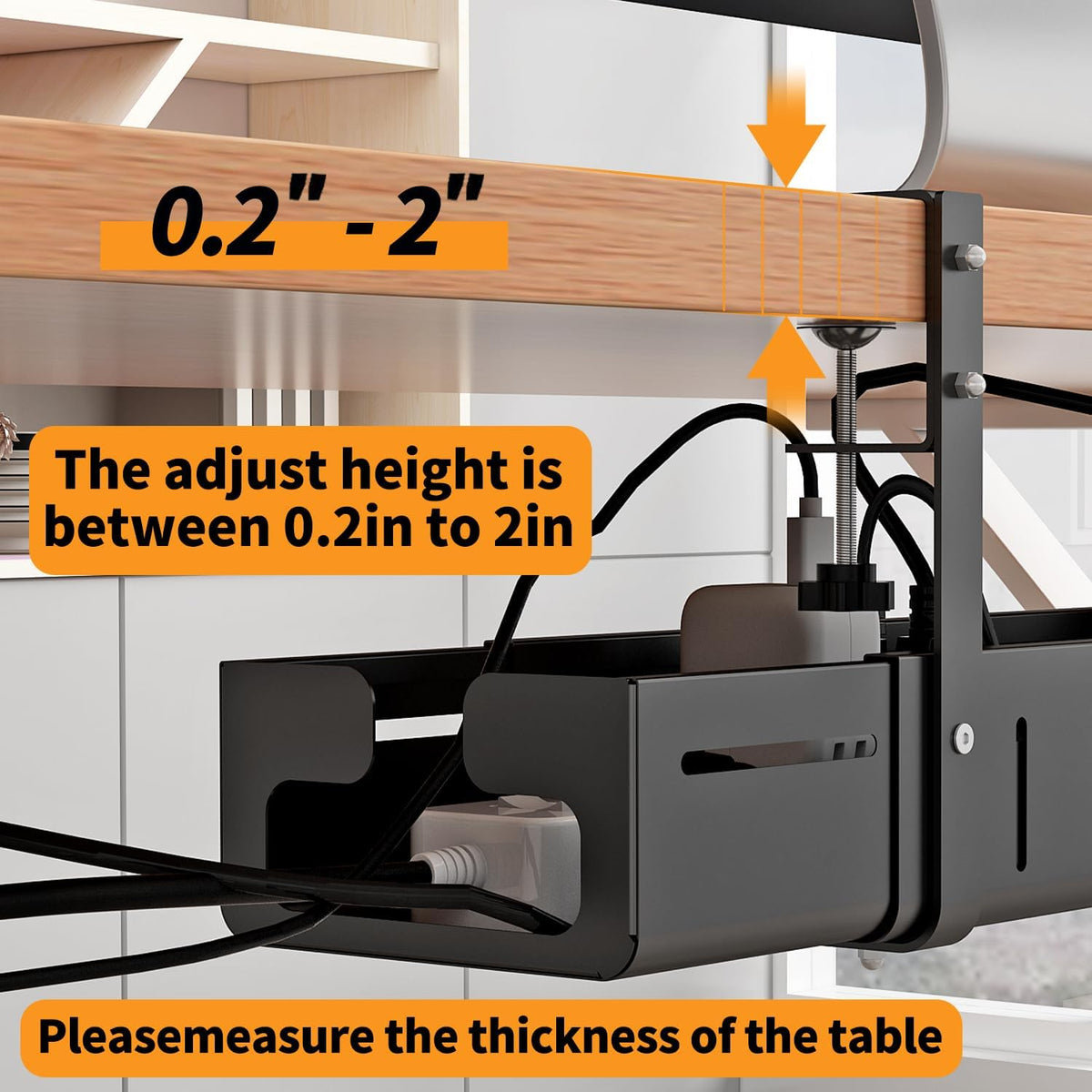 Under Desk Cable Management Tray, Expandable Length 25.2"-38.6",No ...