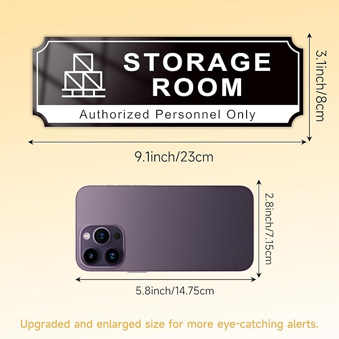 Storage Room Door Sign for Business, Self-Adhesive Durable Modern Storage Room - Image 2