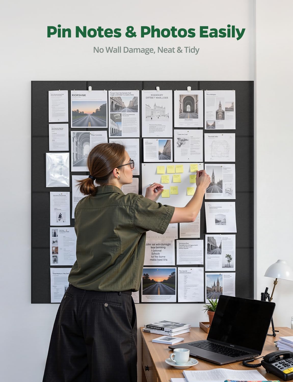 Large Bulletin Board 48" x 36", 12 Pack Blcak Cork Boards for Walls...