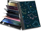 BWEGRHE Slim Credit Card Holder, Fun Dinosaurs RFID Blocking Metal Wallet by BWEGRHE