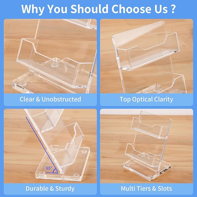 NIUBEE Acrylic Business Card Holder 2 Slots - Image 2