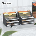 Samstar 2 Pack Mesh Desk File Organizer Letter Tray Holder, Desktop File Folder - Image 2