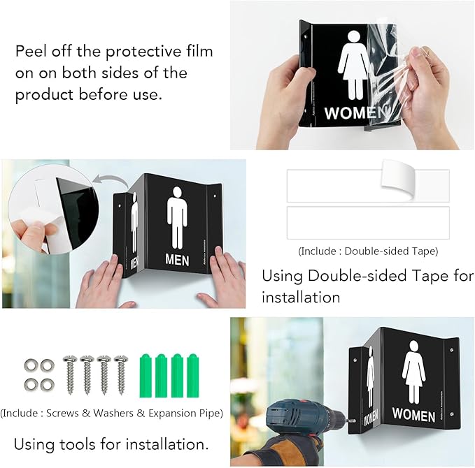 Faittoo Restroom Sign, Bathroom Signs, 6 x 8 Inches Acrylic Sign, - Image 5