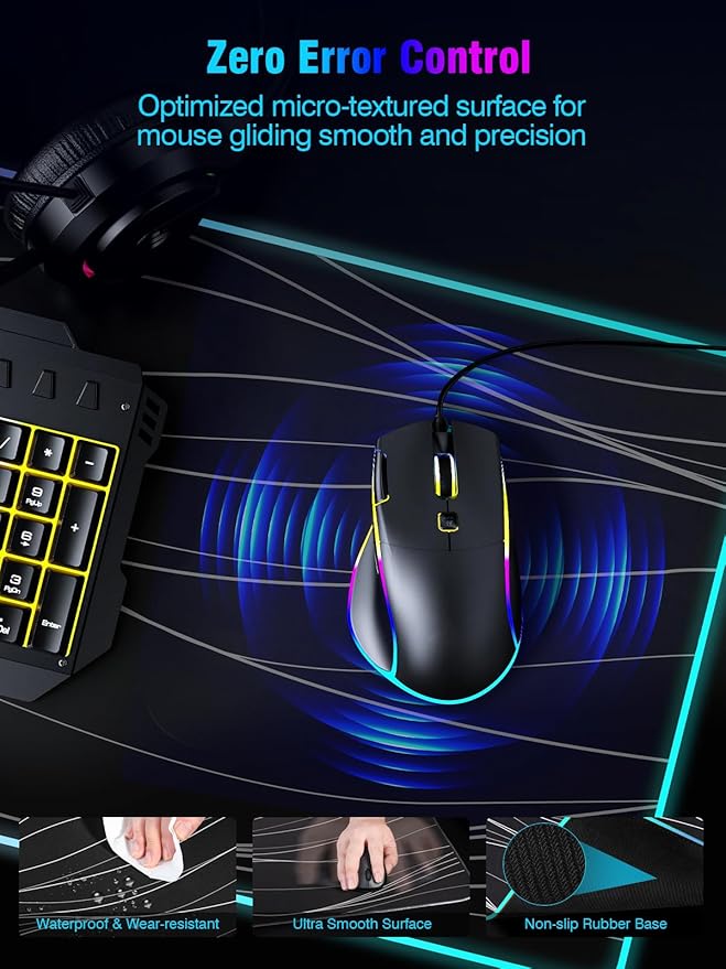 Mouse Pad with Magnetic Wireless Charging, Large Desk Pad Protector, RGB Black - Image 6