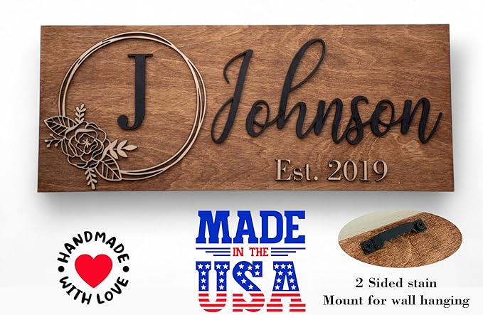 Custom Family Name Sign | Personalized Wooden Wedding Gift | Rustic Last Name - Image 4