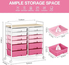 Rolling Storage Cart with 12 Drawers, Wooden Tabletop Utility Cart - Image 3