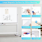 maxtek Rolling Whiteboard, 96x48 Large Double-Sided White Board Dry Erase on - Image 5