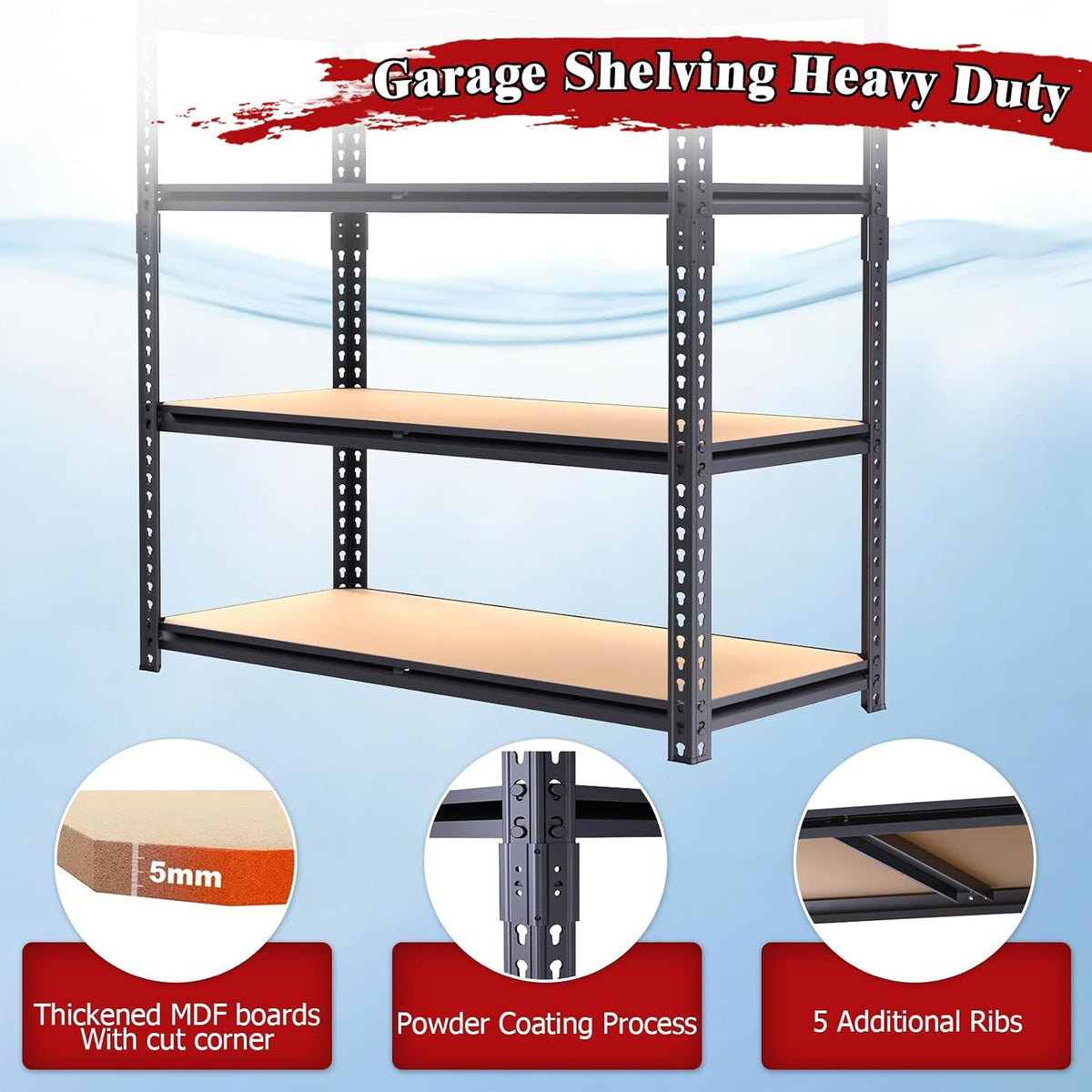 72" h storage shelves,storage shelves heavy duty,2400lbs metal, package contents