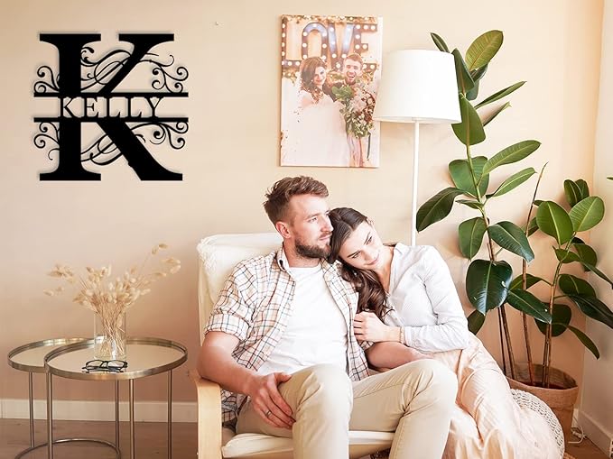 Custom Metal Name Sign | Split Letter Monogram Wall Decor | Personalized Family - Image 2