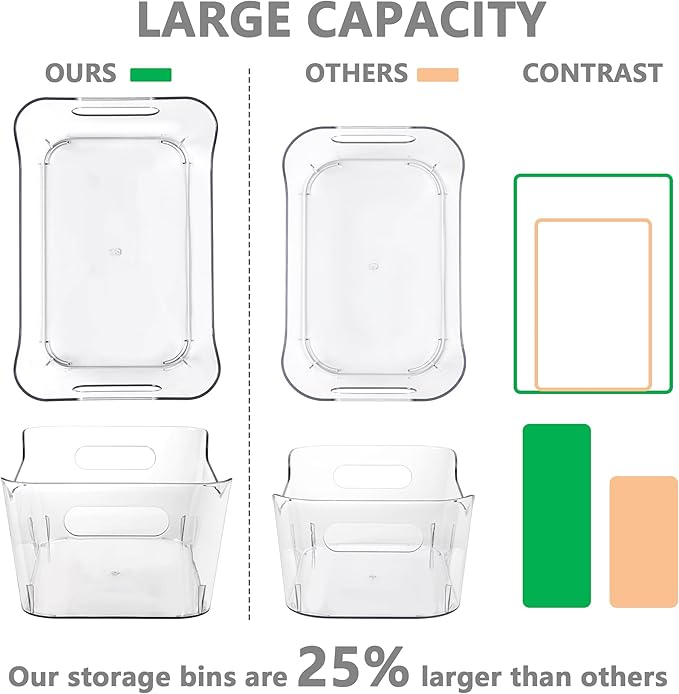 Tiawudi 12 Pack Plastic Storage Bins, Pantry Organizer, Shelf and Fridge - Image 3