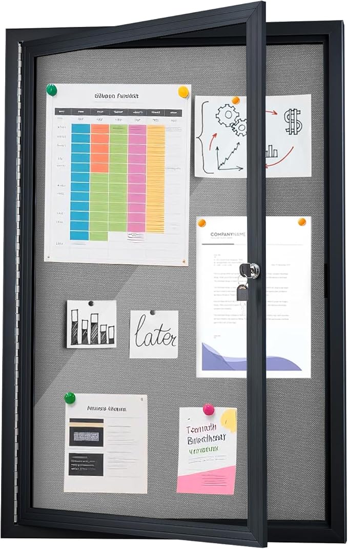 Homezelle Enclosed Bulletin Board 36"x24" Outdoor Weatherproof Cork Noticeboard by Homezelle